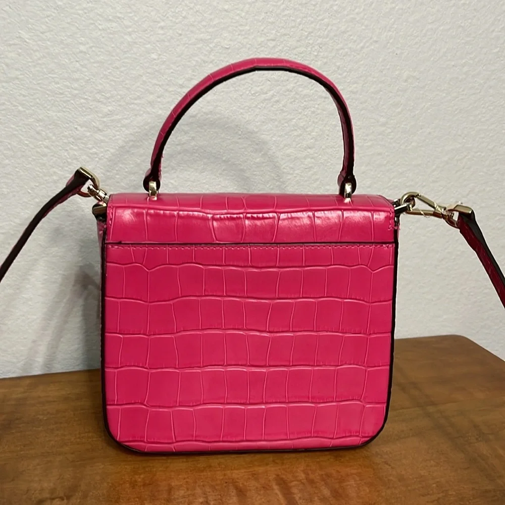 Kate Spade Pink Staci Croc Embossed Crossbody Bag - Picture 8 of 10